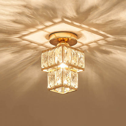 Modern European Crystal 1-light Semi-flush Mount Ceiling Light