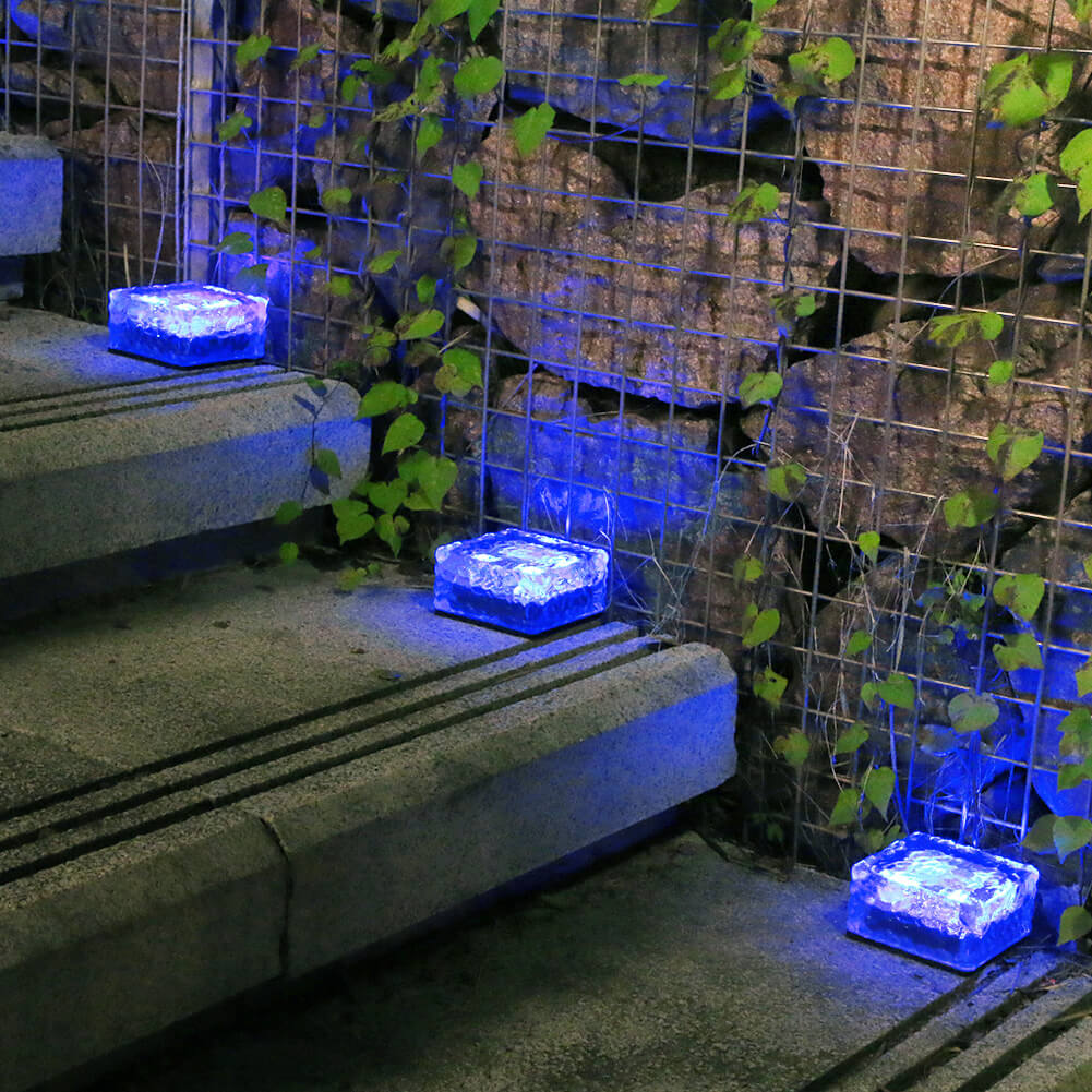 Solar LED Ice Brick Waterproof Glass Ground Light Garden Light Lumendat