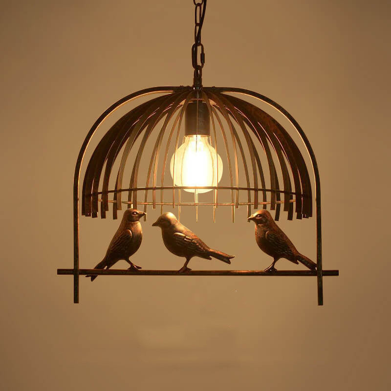 Vintage Creative Iron Birdcage 1-light Pendant Light BulbSquare