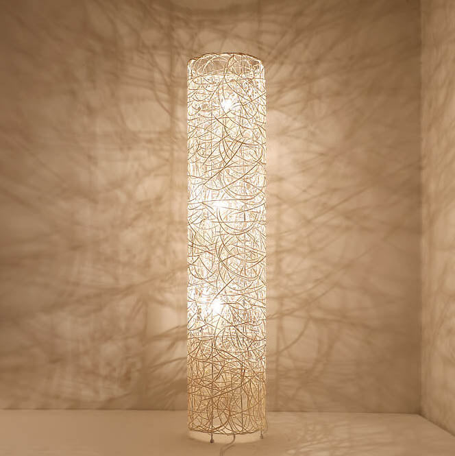 Minimalist Rattan Weaving Column Shaped 3-Light Standing Floor Lamp Lumendat
