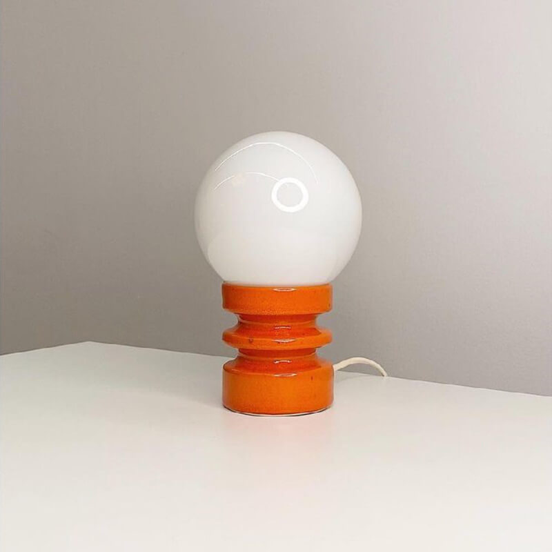Vintage Orange Solid Glass 1-Light Table Lamp Lumendat