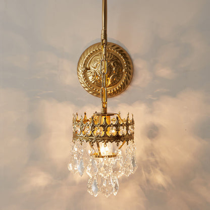 Vintage Luxury Crystal Crown 1-Light  Wall Sconce Lamp
