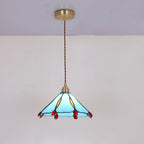 Vintage Tiffany Stained Glass Umbrella Shape 1-light Pendant Light BulbSquare