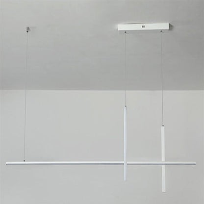 Modern Minimalist LED Linear Chandelier – Black & White, Adjustable Length