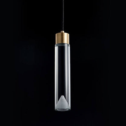 Modern Minimalist Crystal Cylindrical Brass LED Pendant Light