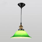 Vintage Industrial Green Bell Glass 1-light Pendant Light BulbSquare