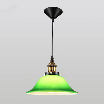 Vintage Industrial Green Bell Glass 1-light Pendant Light