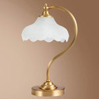 Traditional Vintage Round Copper Glass Petal Shade 1-Light Table Lamp For Bedroom Lumendat