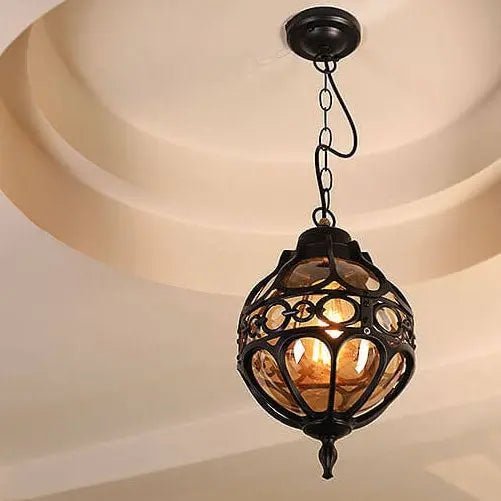 Retro Industrial Globe Shape 1-light Outdoor Waterproof Pendant Light Lumendat