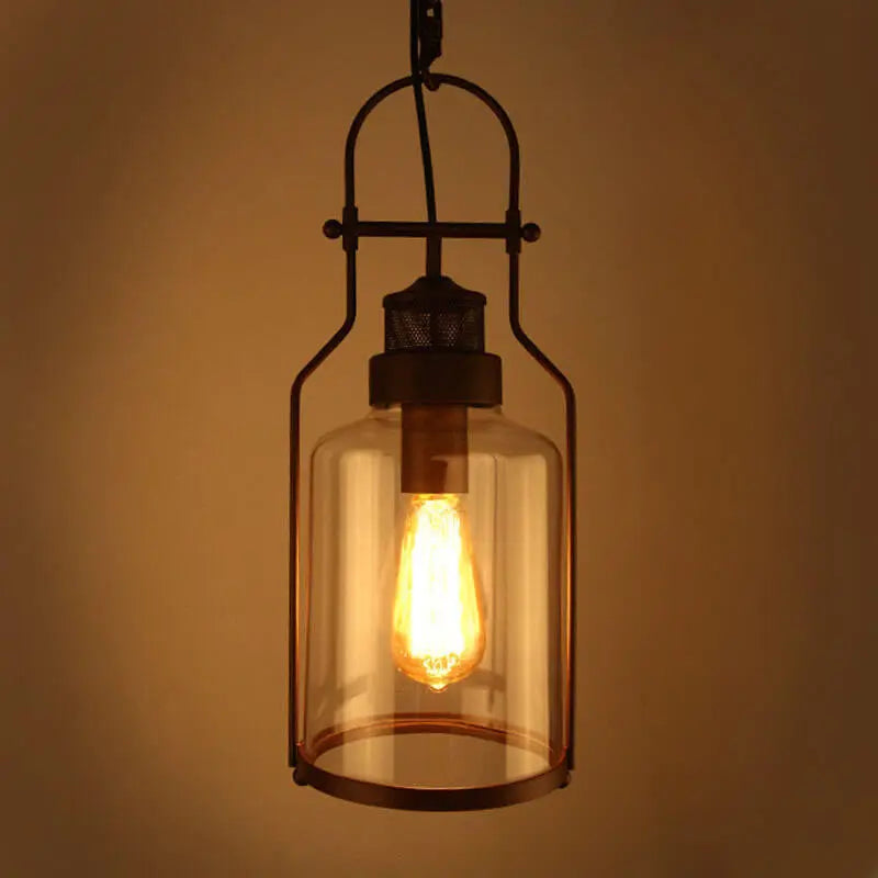 Industrial Vintage Iron Glass Jar 1-light Pendant Light Lumendat