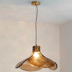 Vintage Amber Glass Floral Brass 1-light Pendant Light BulbSquare