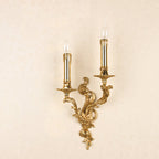 French Vintage Brass Candle 2/3 Light Wall Sconce Lamp