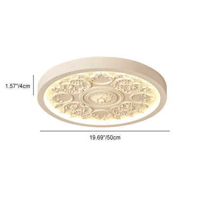 Modern Minimalist Carved Iron Resin Acrylic LED Flush Mount Ceiling Light for Bedroom