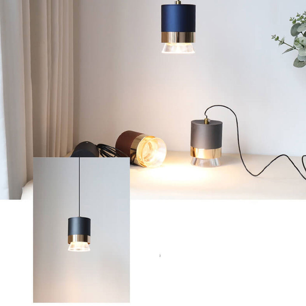Nordic Light Luxury Cylindrical Aluminum Acrylic LED Pendant Light BulbSquare