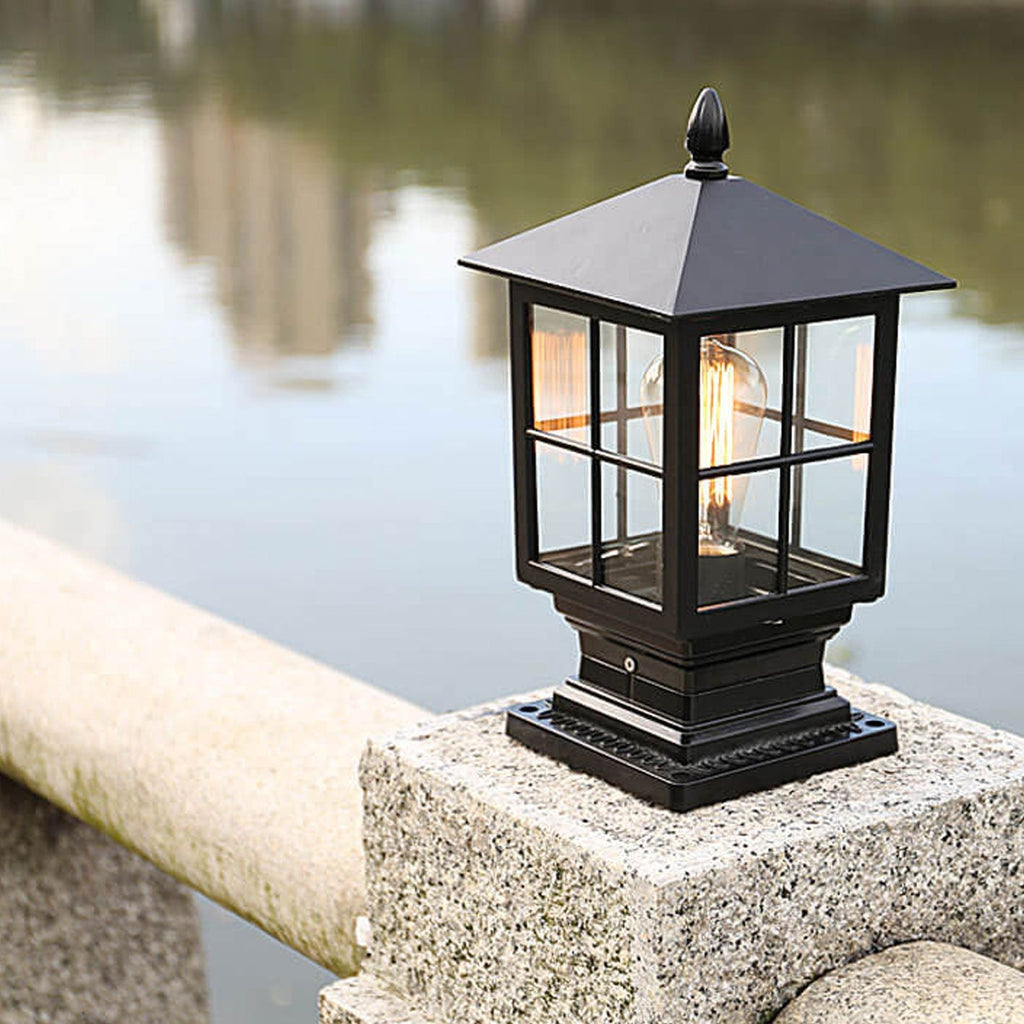 European Outdoor Column Lantern Waterproof Rustproof 1-Light Patio Light Lumendat