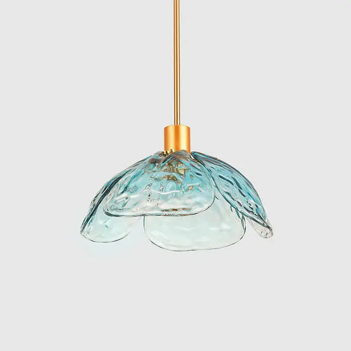 Modern Minimalist Flower-shaped Petal Iron Glass 1-light Pendant Light for Living Room BulbSquare