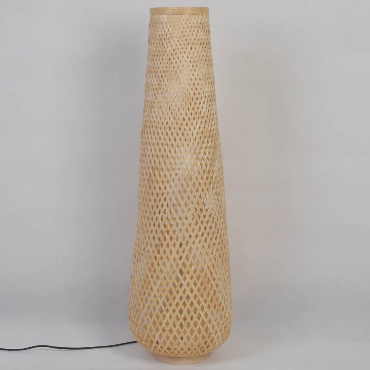 Modern Bamboo Weaving Column 1-Light LED Standing Floor Lamp Lumendat