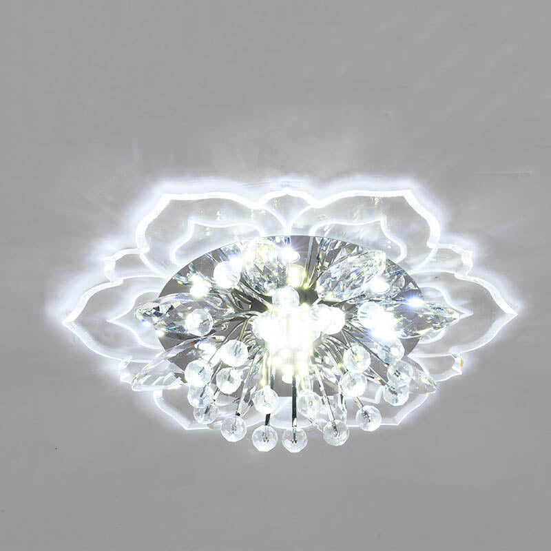 Modern Crystal Flower Shape LED Flush Mount Ceiling Light BulbSquare