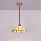 Vintage Tiffany Stained Glass Umbrella Shape 1-light Pendant Light BulbSquare