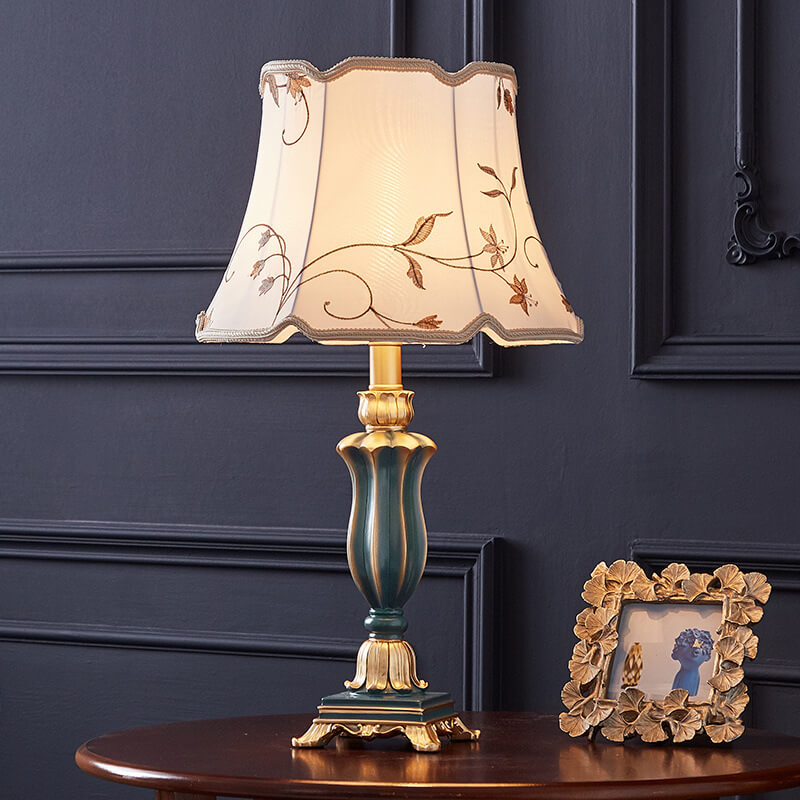 Round Fabric Resin Base Classical 1-Light Table Lamp Lumendat