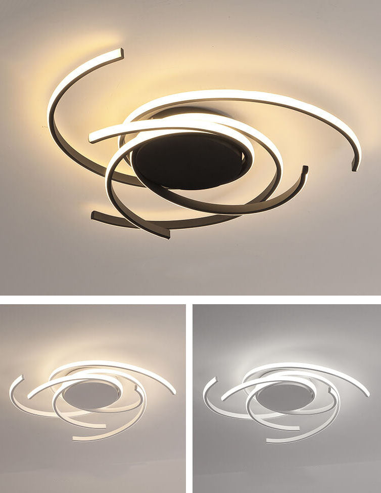 Minimalist Creative Circle Strip Aluminum Semi-flush Mount Ceiling Light