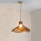 Vintage Amber Glass Floral Brass 1-light Pendant Light BulbSquare