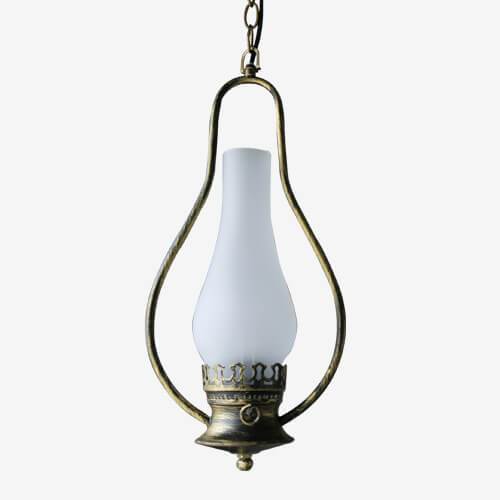 Vintage Kerosene Cracked Glass Shade 1-light Pendant Light BulbSquare