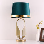 Modern Luxury Fabric Gold Oval Ring Base 1-Light Table Lamp Lumendat