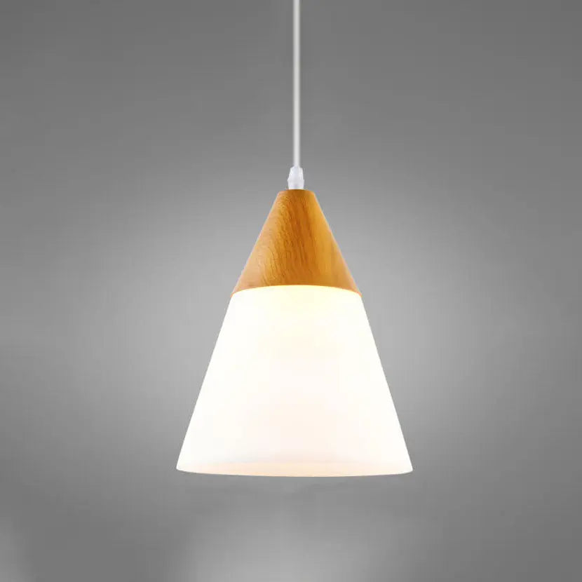 Nordic Wood Grain Glass Cone Shaped 1-light Pendant Light Lumendat