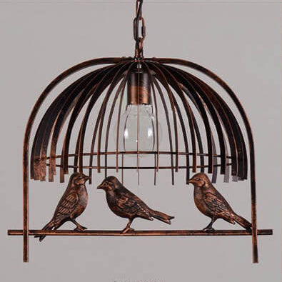 Vintage Creative Iron Birdcage 1-light Pendant Light BulbSquare