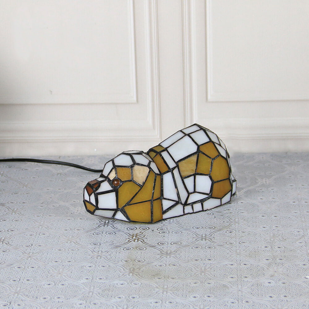 Tiffany Creative Cats /Dogs Stained Glass 1-Light Night Light Table Lamp Lumendat