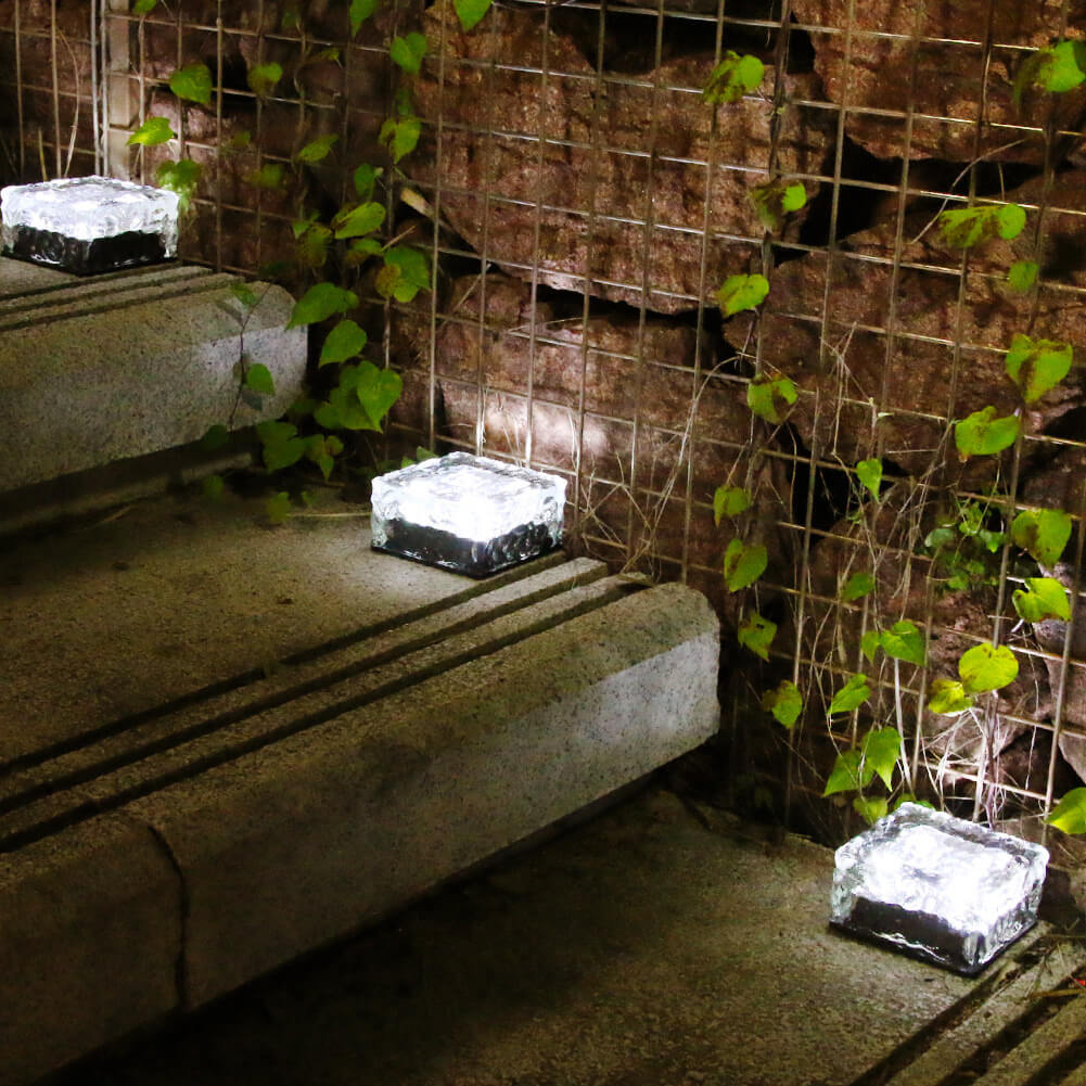 Solar LED Ice Brick Waterproof Glass Ground Light Garden Light Lumendat