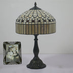 European Tiffany Yellow Baroque Glass 1-Light Table Lamp Lumendat
