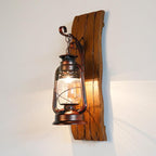 Vintage Kerosene Lamp 1-light Solid Wood Wall Sconce Lamp BulbSquare