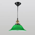 Vintage Industrial Green Bell Glass 1-light Pendant Light BulbSquare