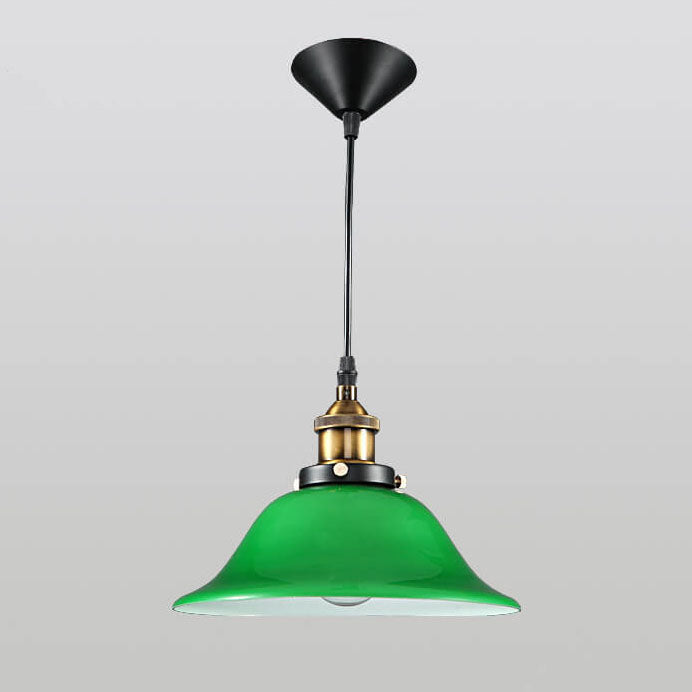 Vintage Industrial Green Bell Glass 1-light Pendant Light