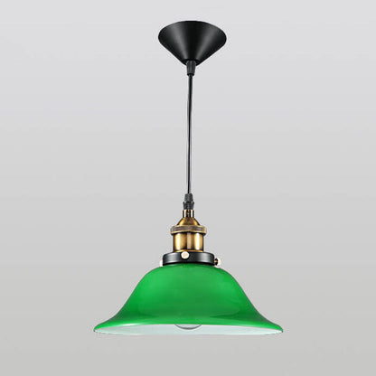 Vintage Industrial Green Bell Glass 1-light Pendant Light