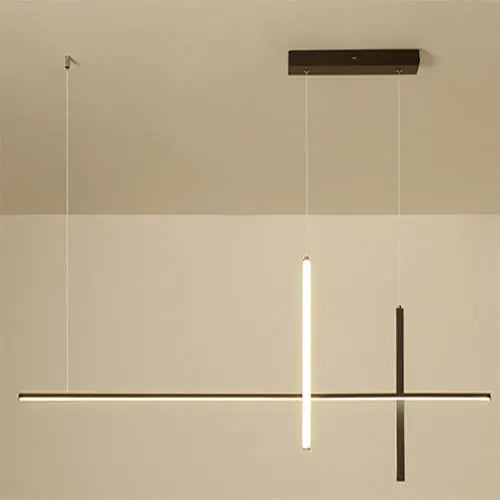 Modern Minimalist LED Linear Chandelier – Black & White, Adjustable Length Lumendat