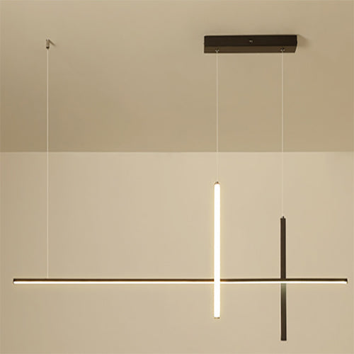 Modern Minimalist LED Linear Chandelier – Black & White, Adjustable Length