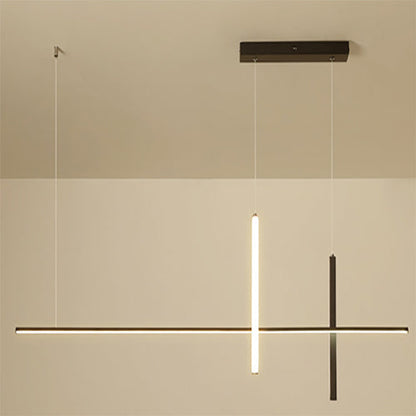 Modern Minimalist LED Linear Chandelier – Black & White, Adjustable Length