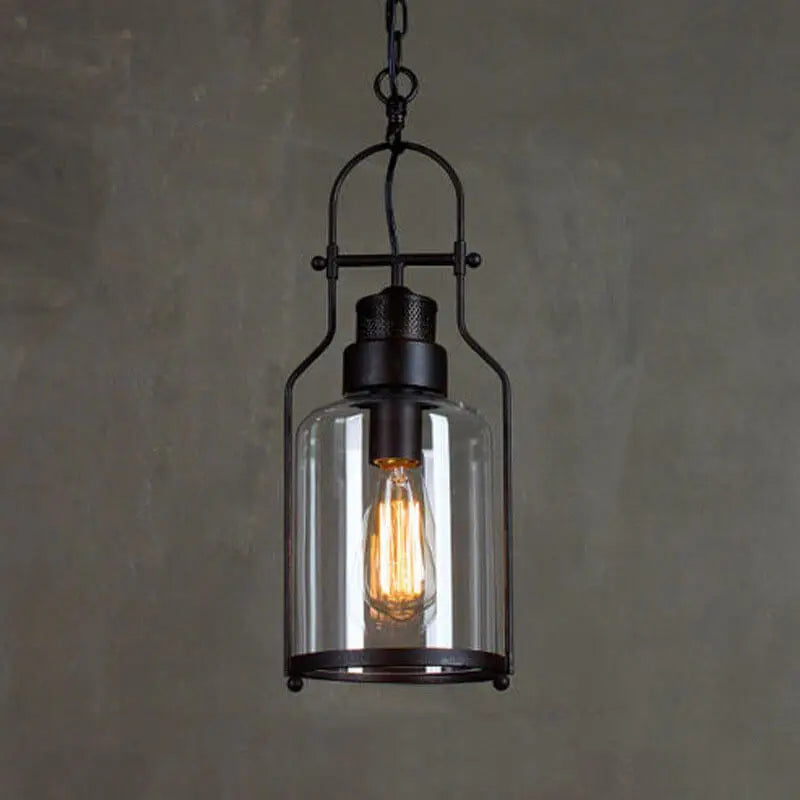 Industrial Vintage Iron Glass Jar 1-light Pendant Light Lumendat