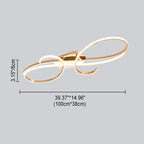 Modern Minimalist Curved Line Iron Aluminum Silicone LED Semi-flush Mount Ceiling Light for Living Room