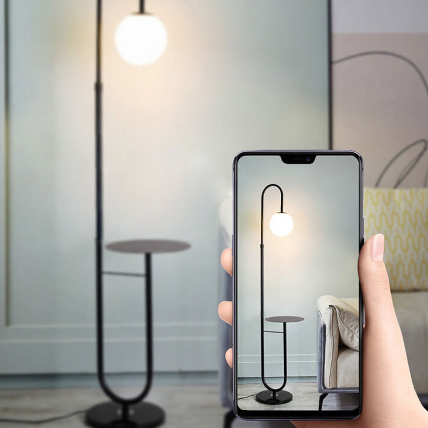 Nordic Minimalist Iron Marble Table LED Standing Floor Lamp Lumendat
