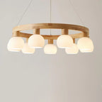 Modern Japanese Log Ring Textured Glass Globe 3/6/9 Light Chandelier Lumendat