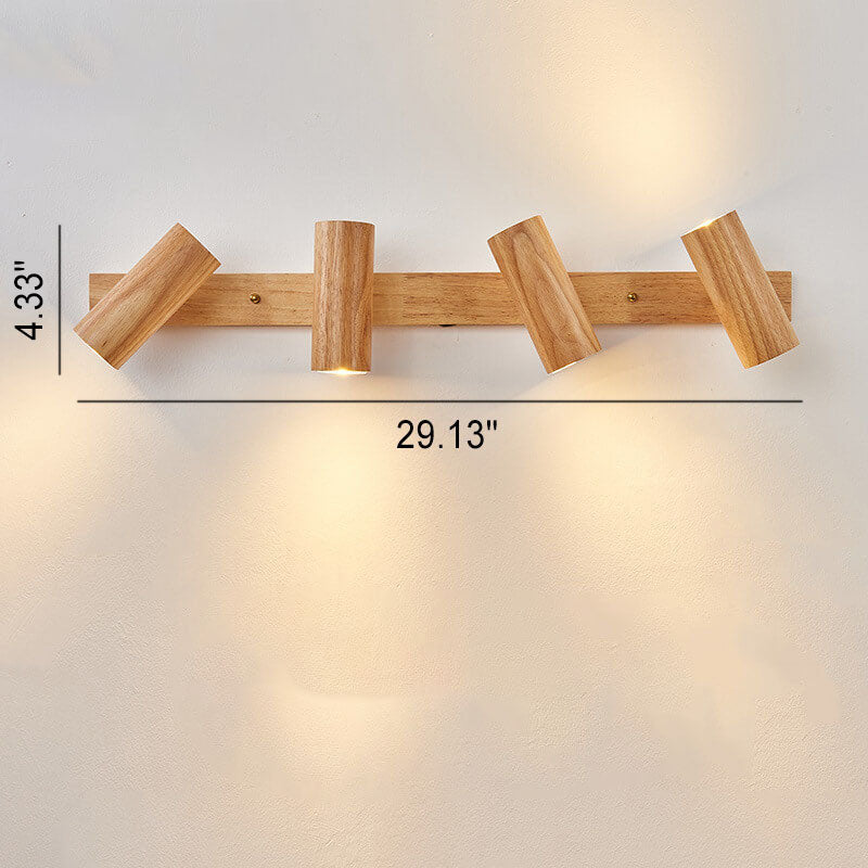 Japanese Minimalist Solid Wood Spotlight Track 1/3/4 Light Flush Mount Ceiling Light Lumendat