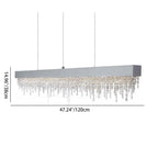 Contemporary Luxury Rectangular Stainless Steel Crystal LED Chandelier for Dining Room BulbSquare