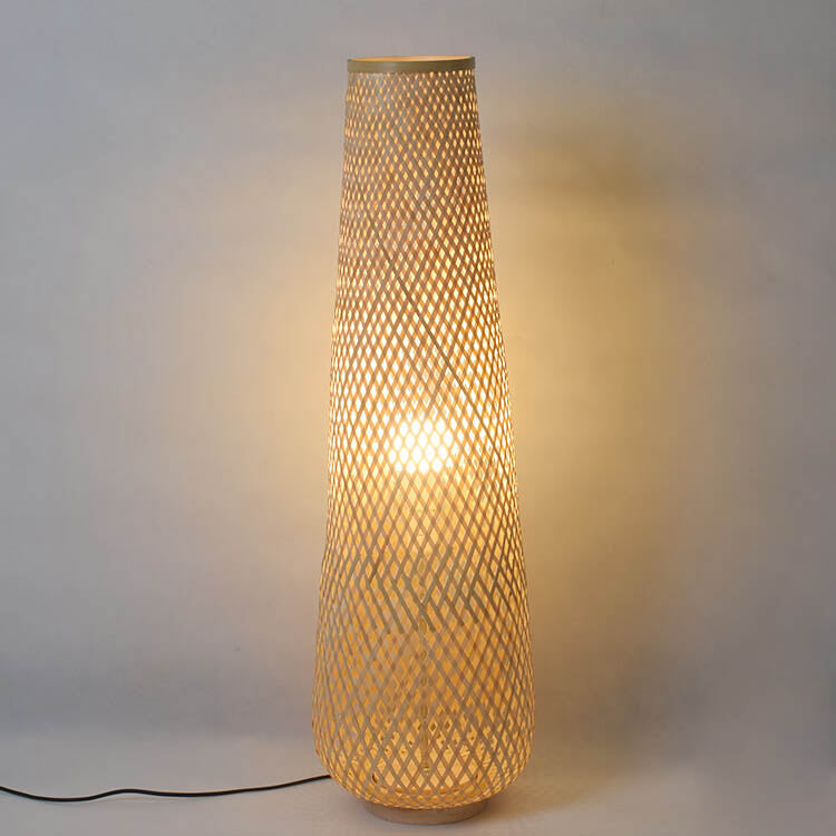 Modern Bamboo Weaving Column 1-Light LED Standing Floor Lamp Lumendat