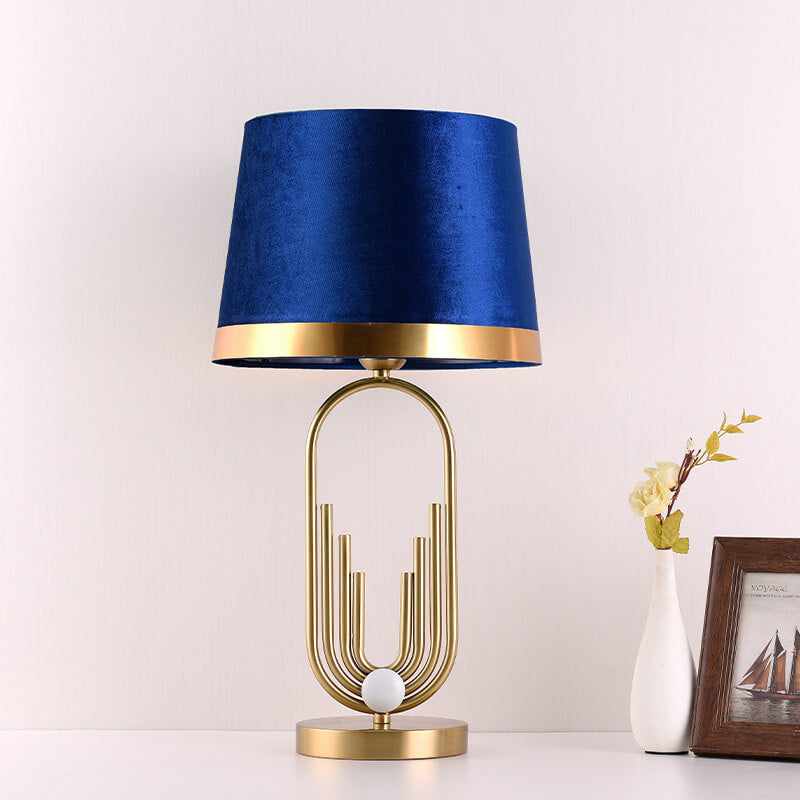 Modern Luxury Fabric Gold Oval Ring Base 1-Light Table Lamp Lumendat