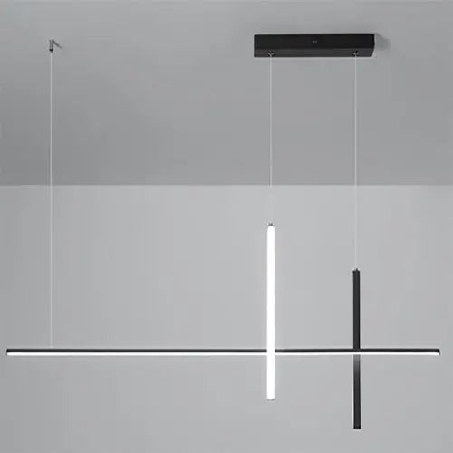 Modern Minimalist LED Linear Chandelier – Black & White, Adjustable Length Lumendat