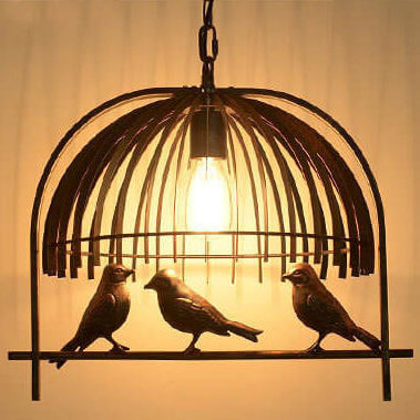 Vintage Creative Iron Birdcage 1-light Pendant Light BulbSquare